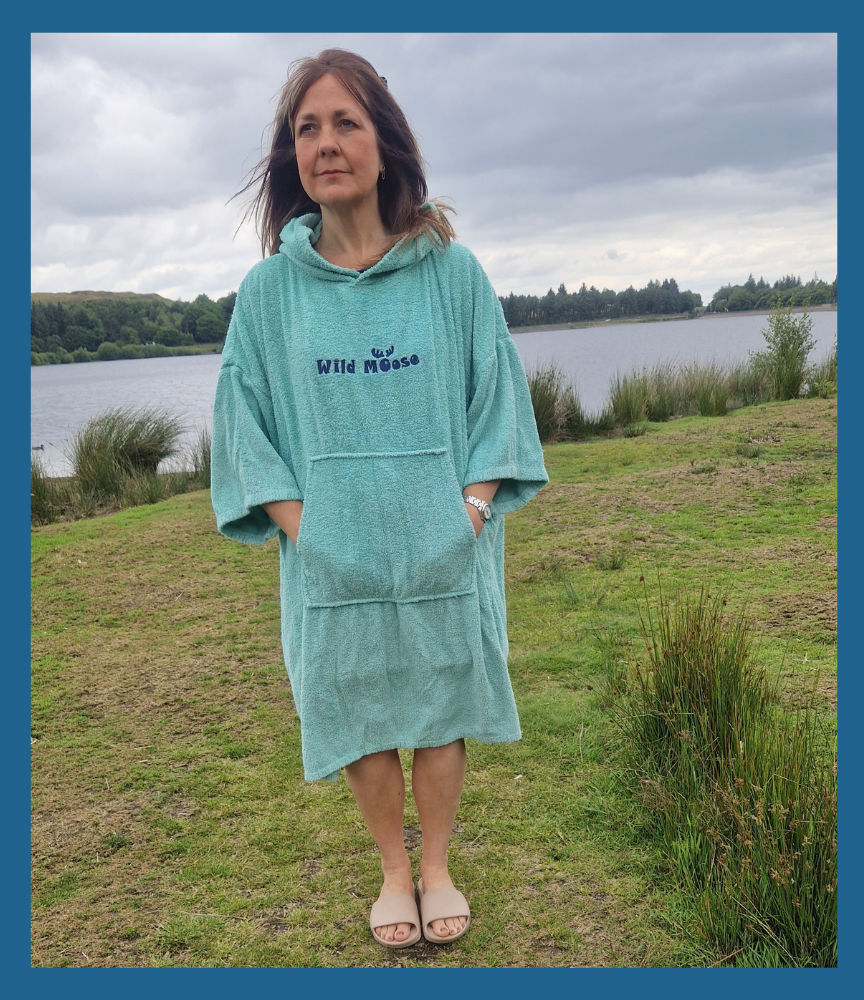 Minty Axolotl bamboo cotton poncho towel Wild Moose