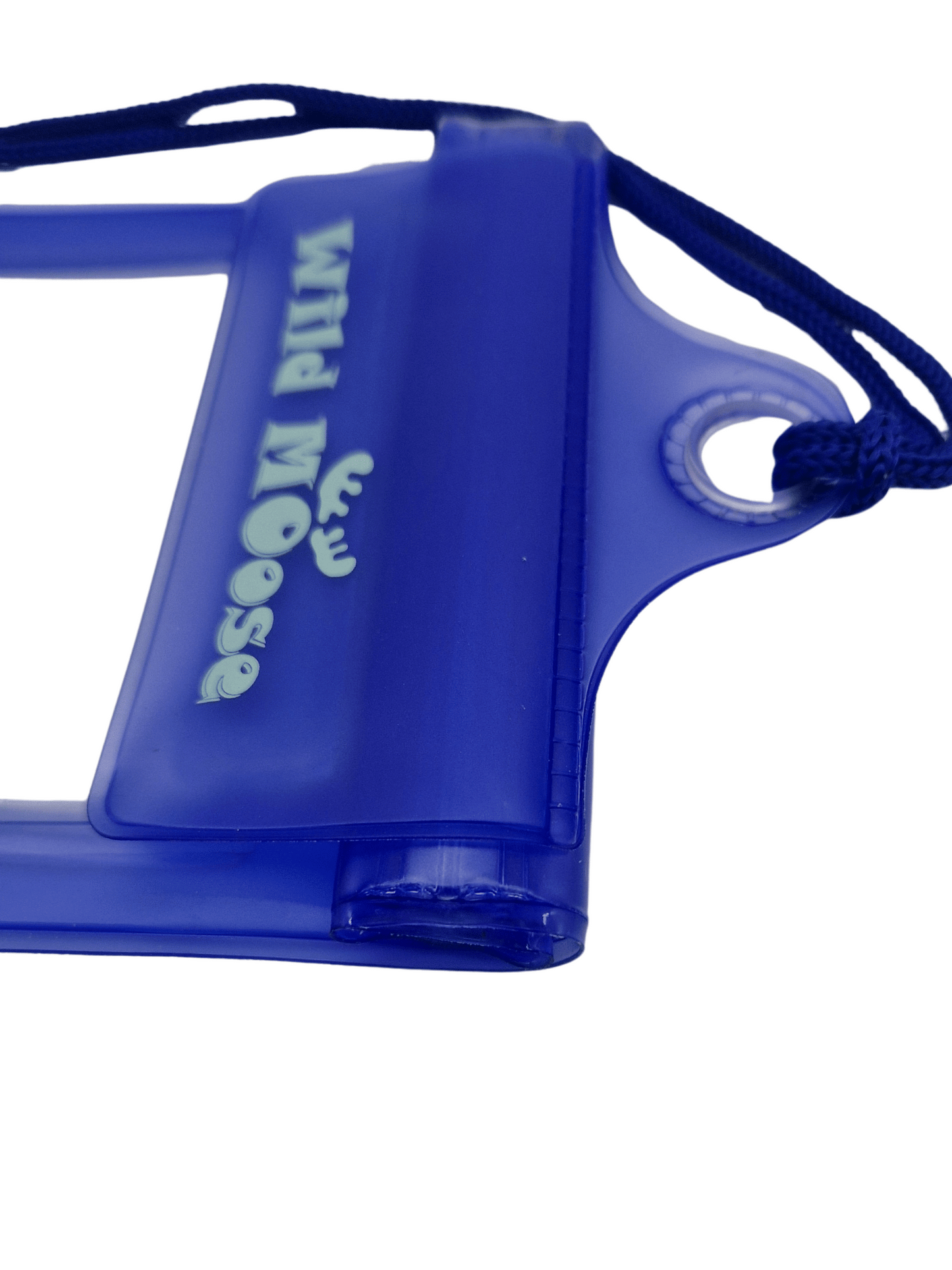 close up of top of blue waterproof phone case