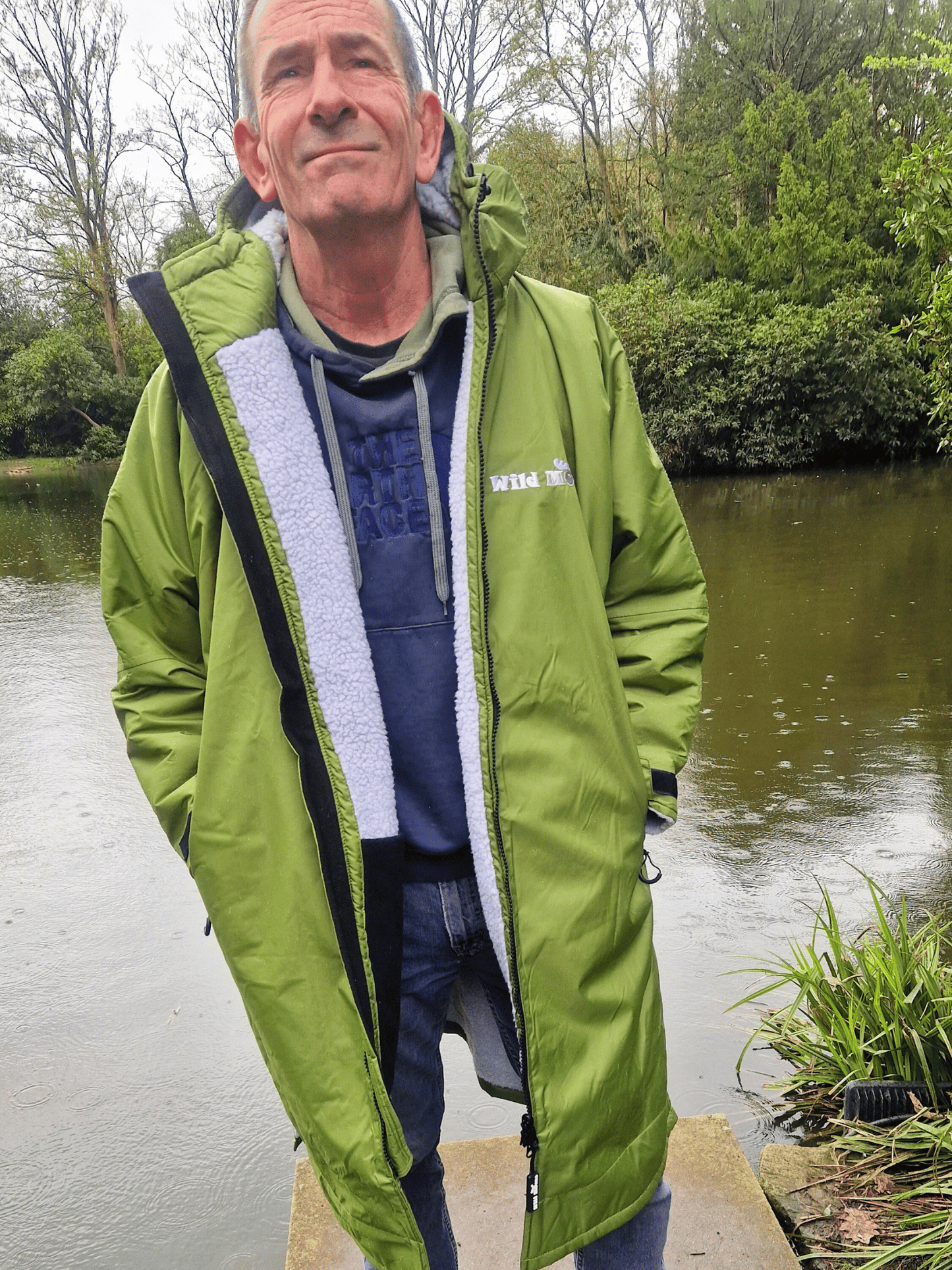 Natural Moose Eco - long sleeve changing robe - moss green/slate grey