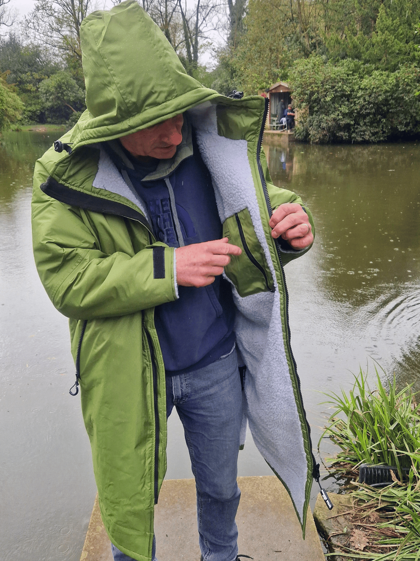Natural Moose Eco - long sleeve changing robe - moss green/slate grey