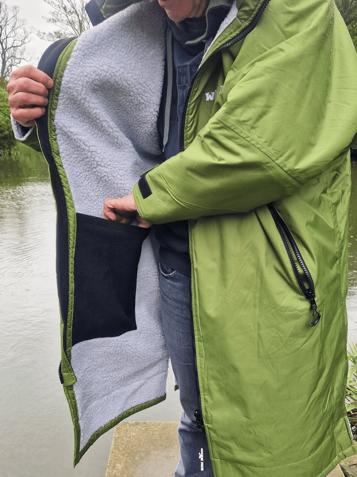 Natural Moose Eco - long sleeve changing robe - moss green/slate grey