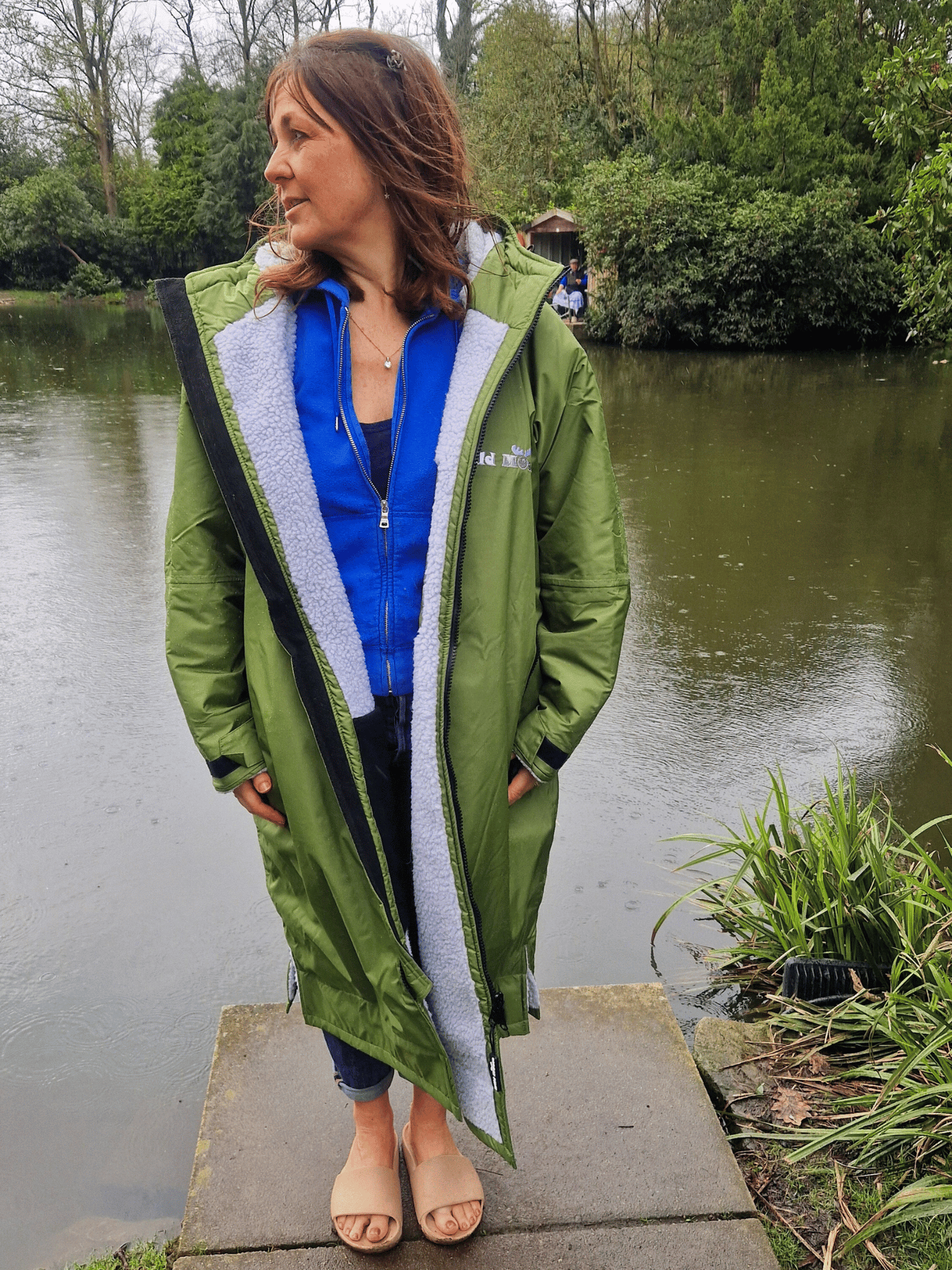 Natural Moose Eco - long sleeve changing robe - moss green/slate grey