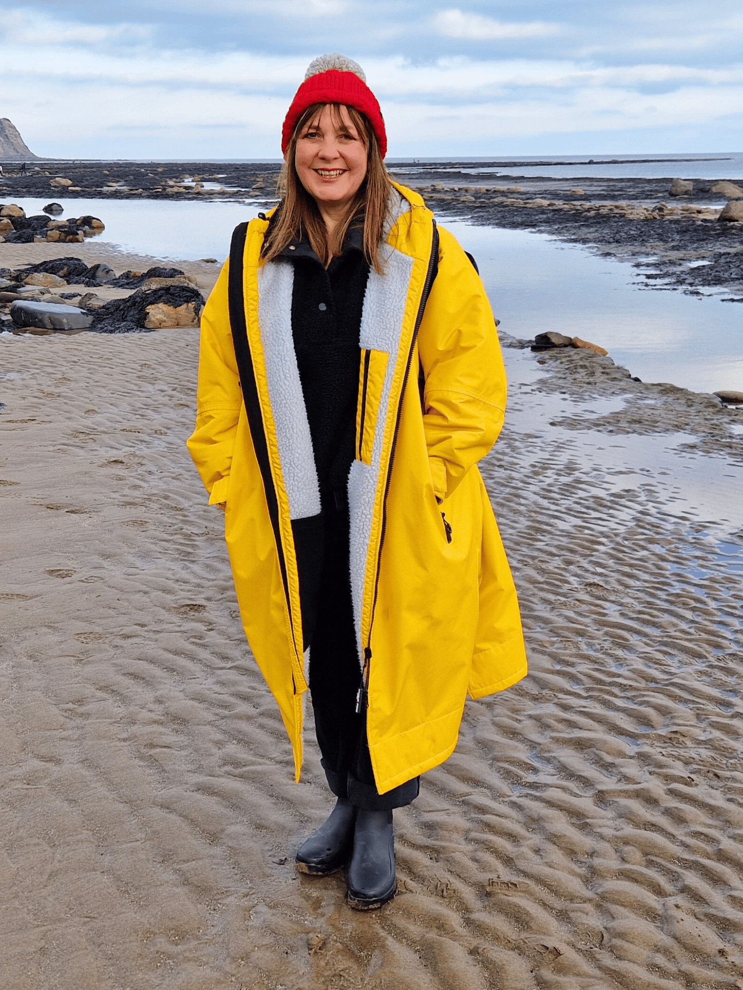 Mango Moose Eco - long sleeve changing robe - vibrant yellow/pale grey