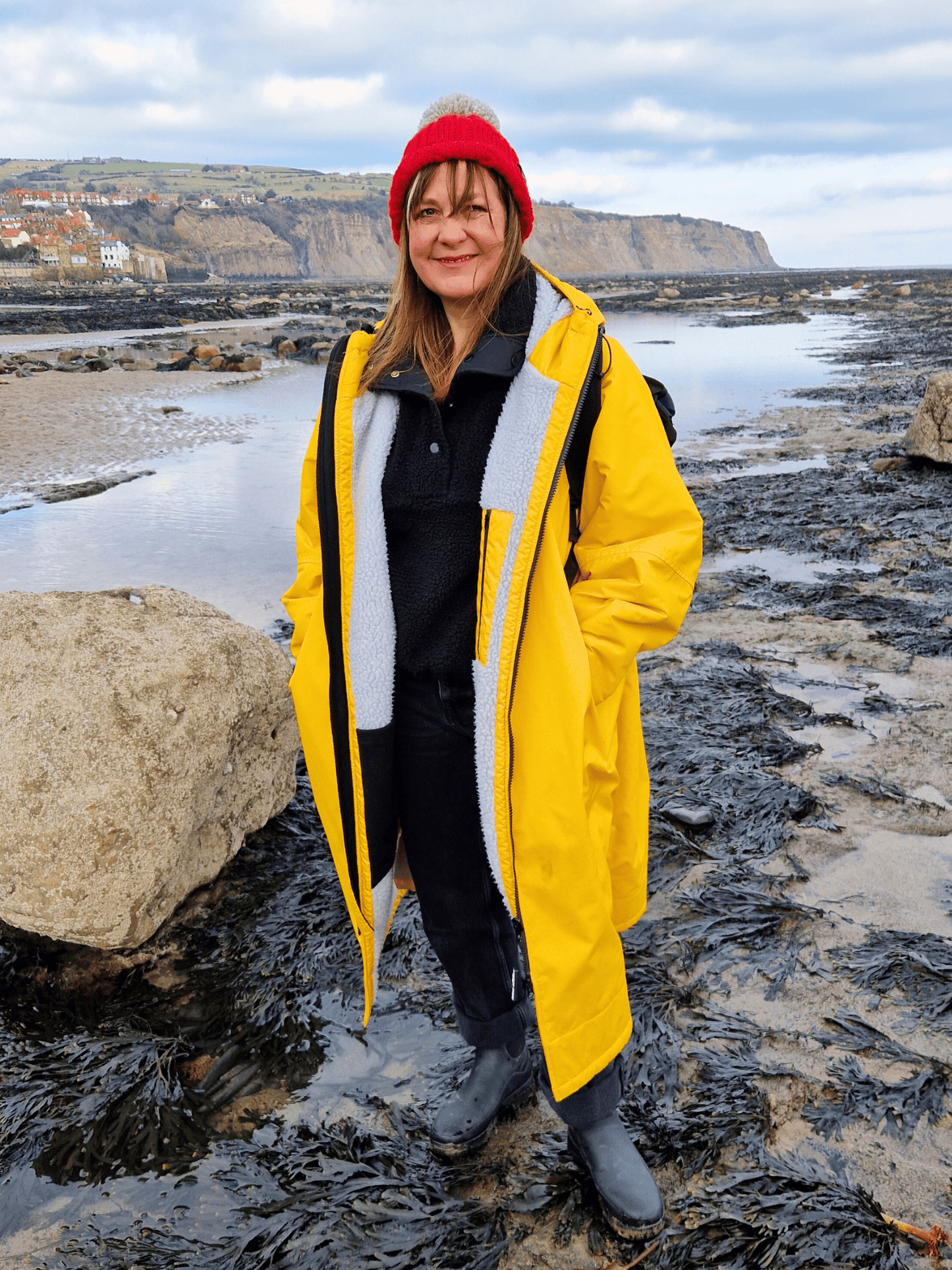Mango Moose Eco - long sleeve changing robe - vibrant yellow/pale grey