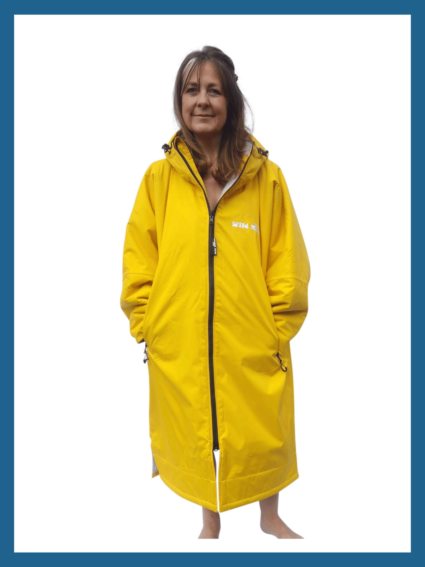 Mango Moose Eco - long sleeve changing robe - vibrant yellow/pale grey