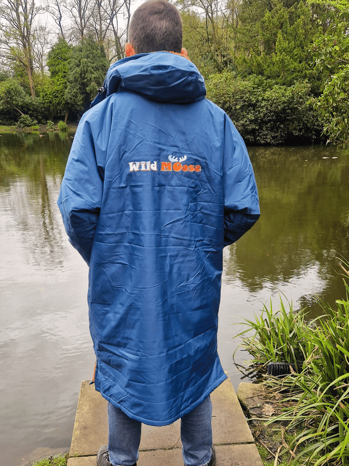 Blazing Moose Eco - long sleeve changing robe - steel blue/vibrant orange