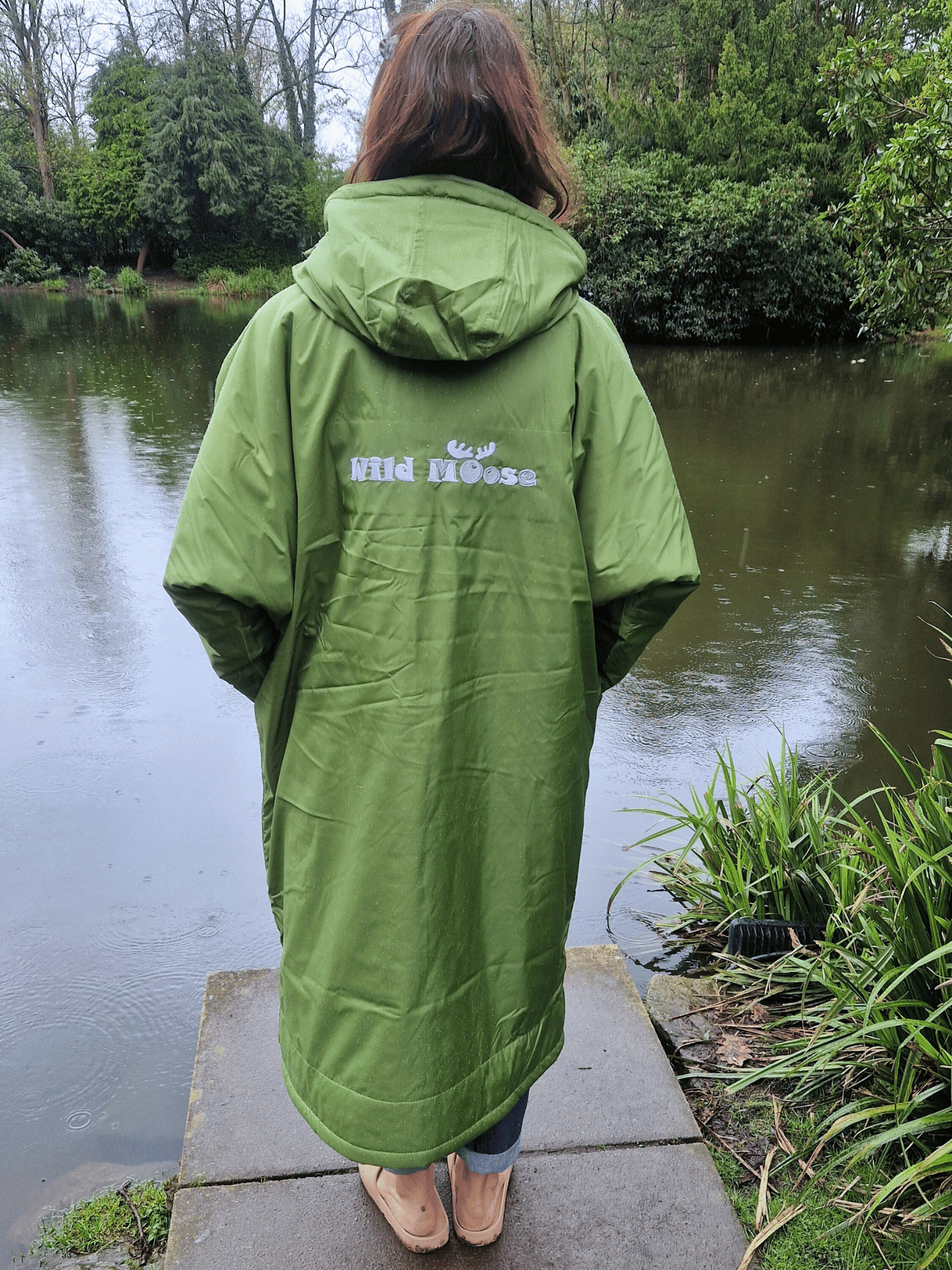 Natural Moose Eco - long sleeve changing robe - moss green/slate grey
