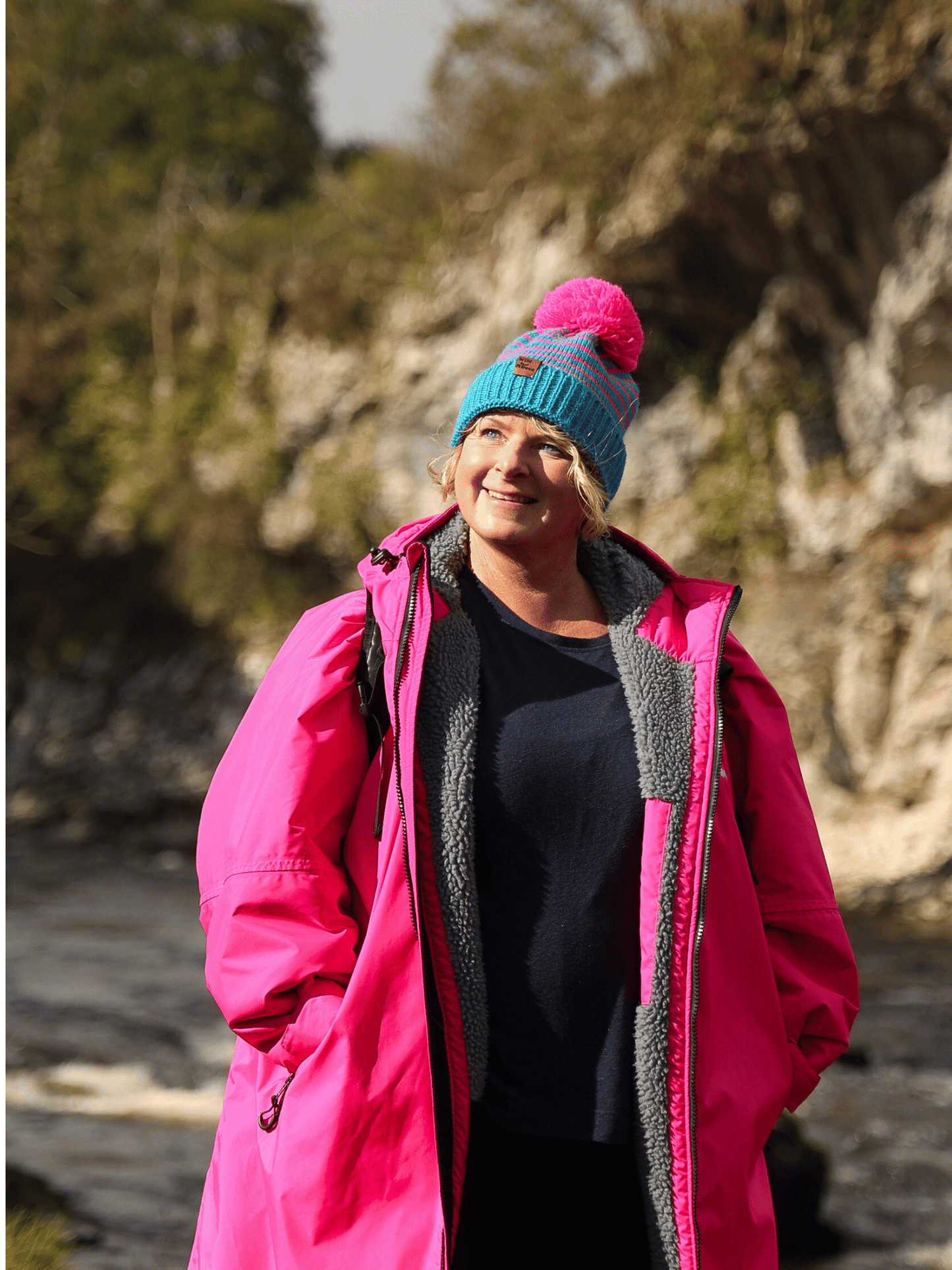 Bloomin' Moose Eco - long sleeve changing robe -  vivid pink/dark grey