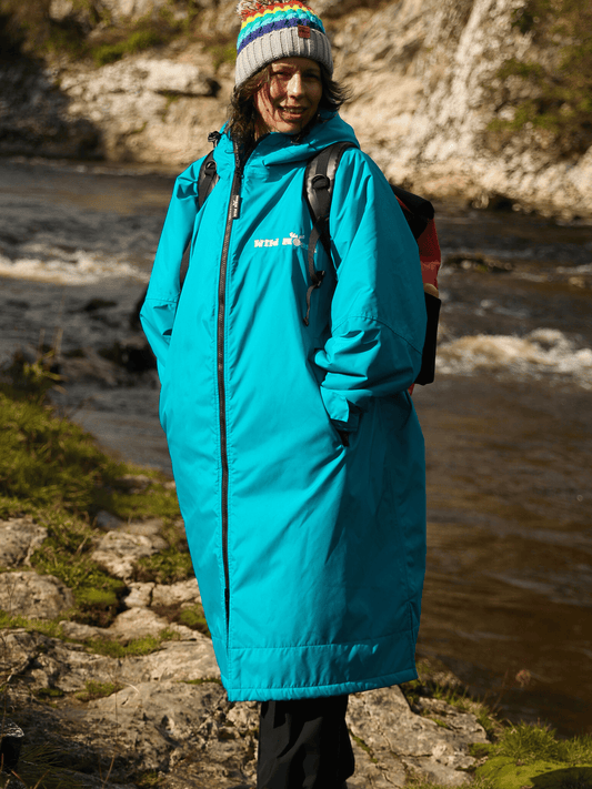 Ocean Moose Eco - long sleeve changing robe - teal/pale grey