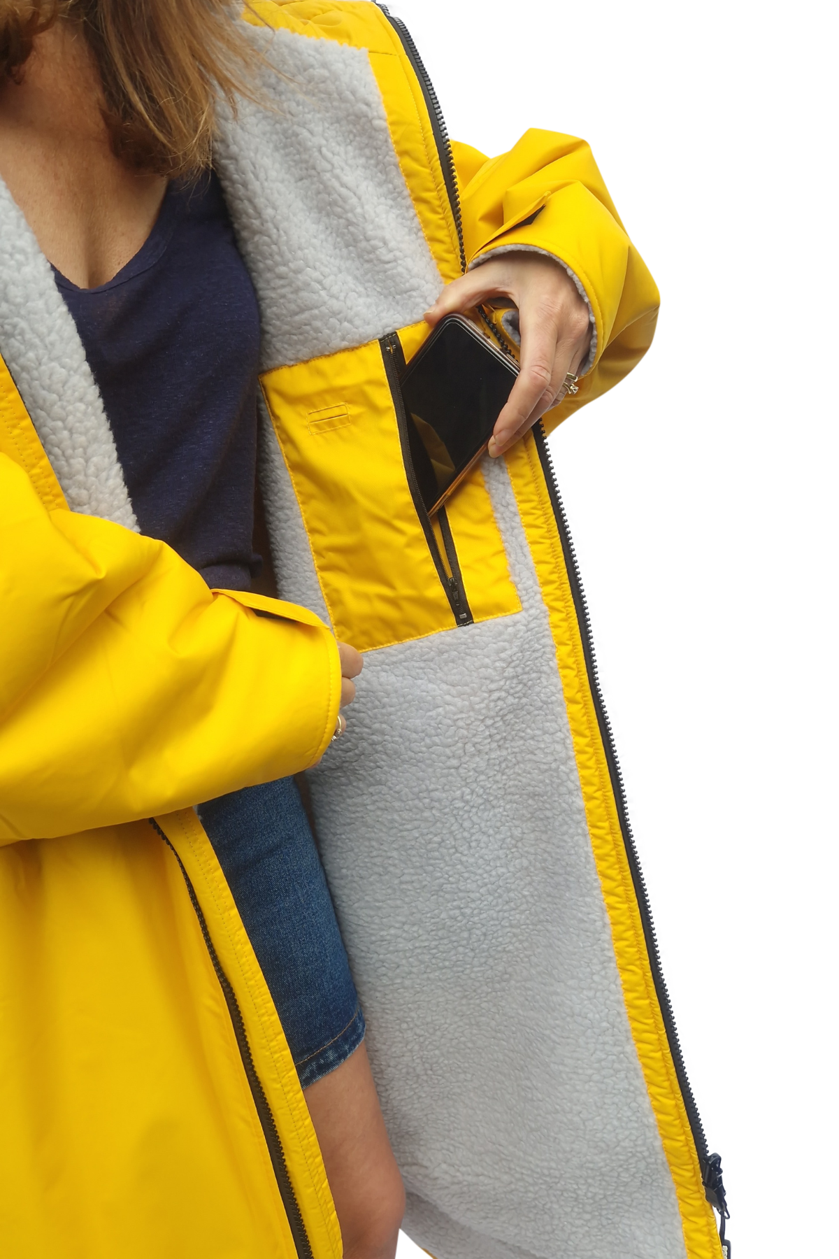 Mango Moose Eco - long sleeve changing robe - vibrant yellow/pale grey