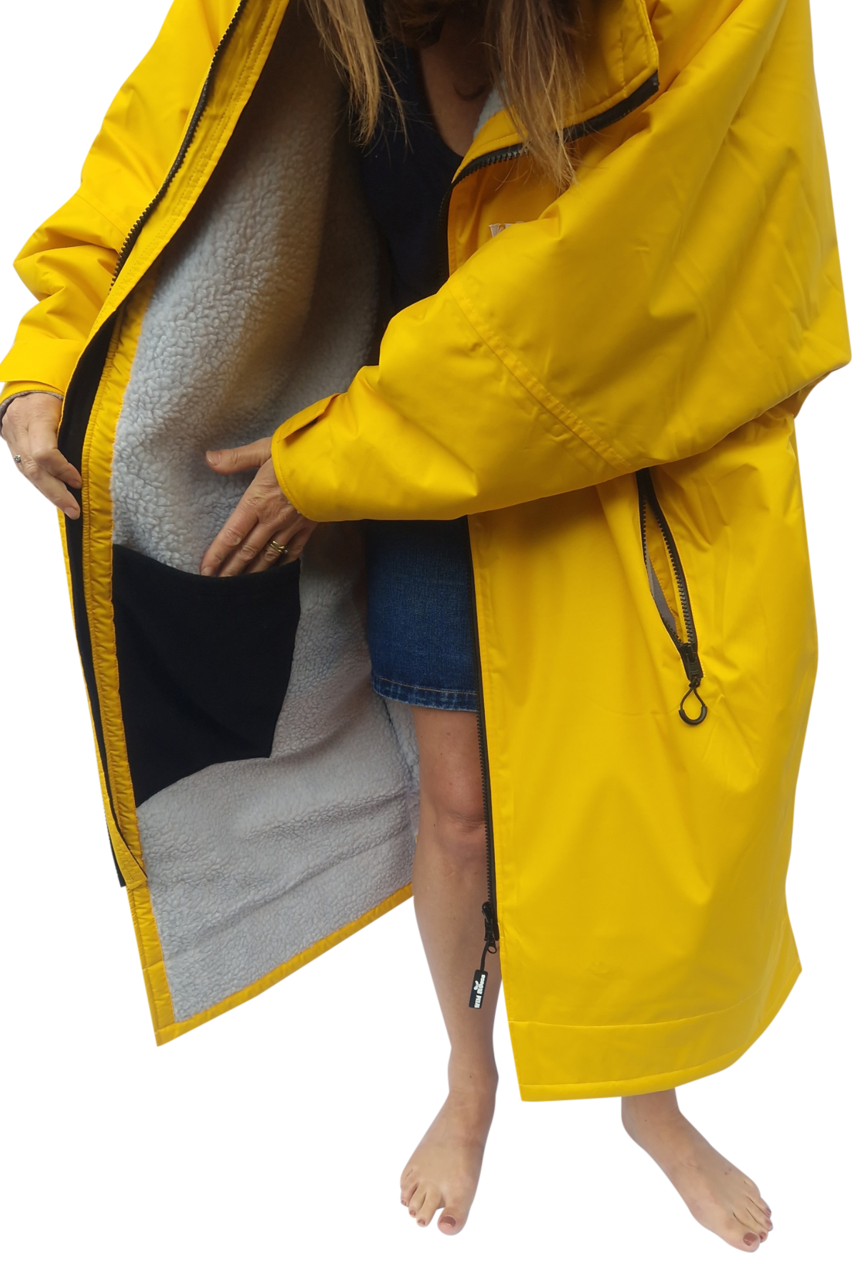 Mango Moose Eco - long sleeve changing robe - vibrant yellow/pale grey