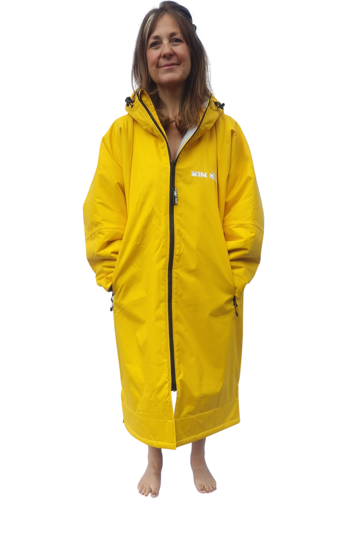 Mango Moose Eco - long sleeve changing robe - vibrant yellow/pale grey