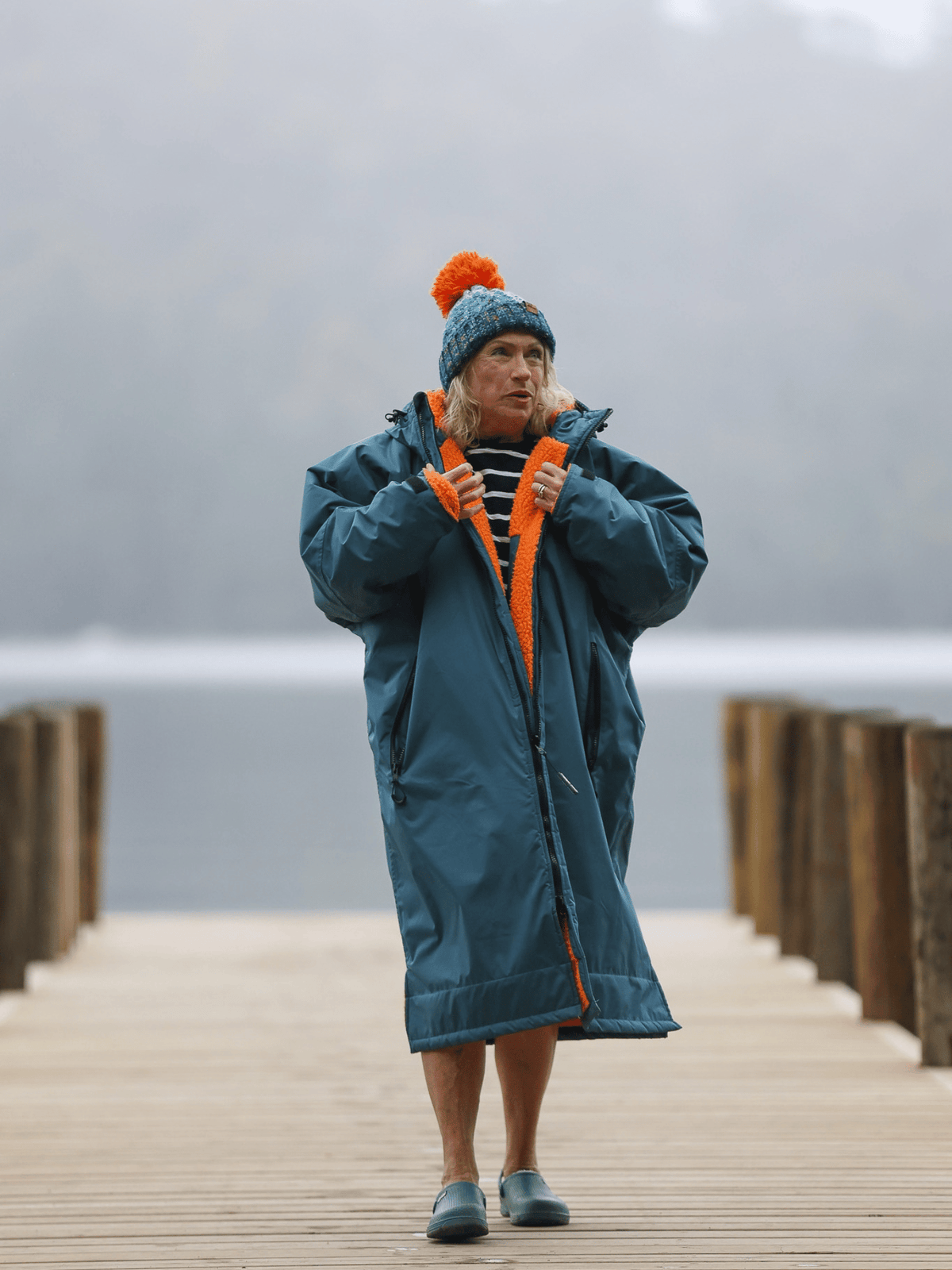 Steel Blue / Vibrant Orange Changing Robe