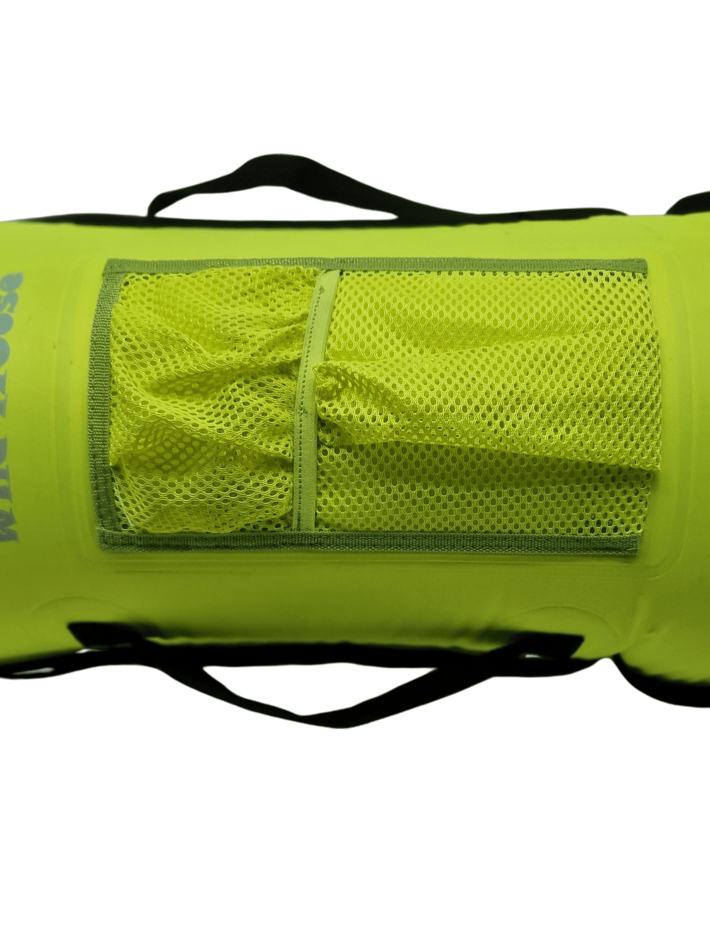 mesh pocket of neon yellow tow float