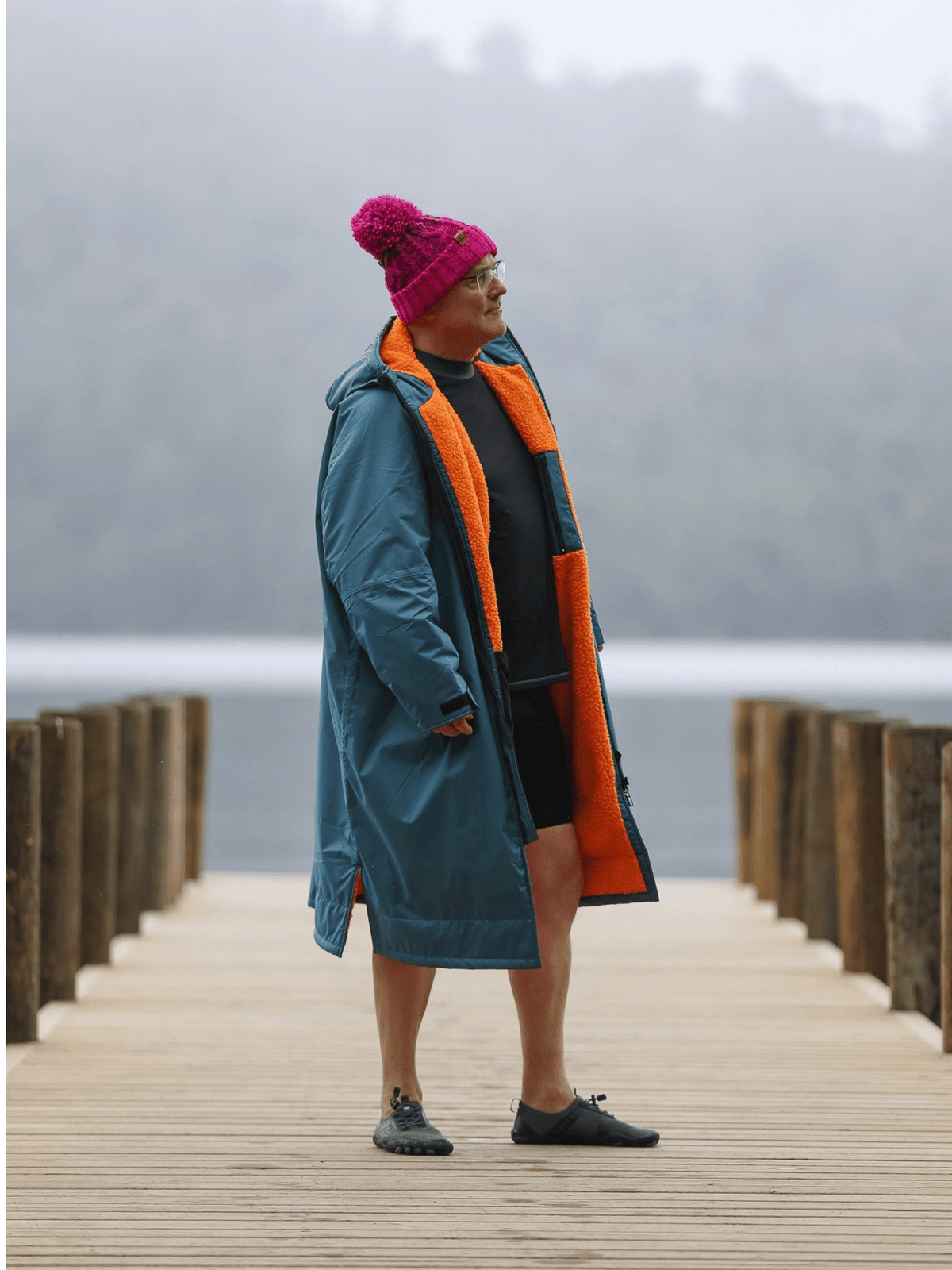 Steel Blue / Vibrant Orange Changing Robe