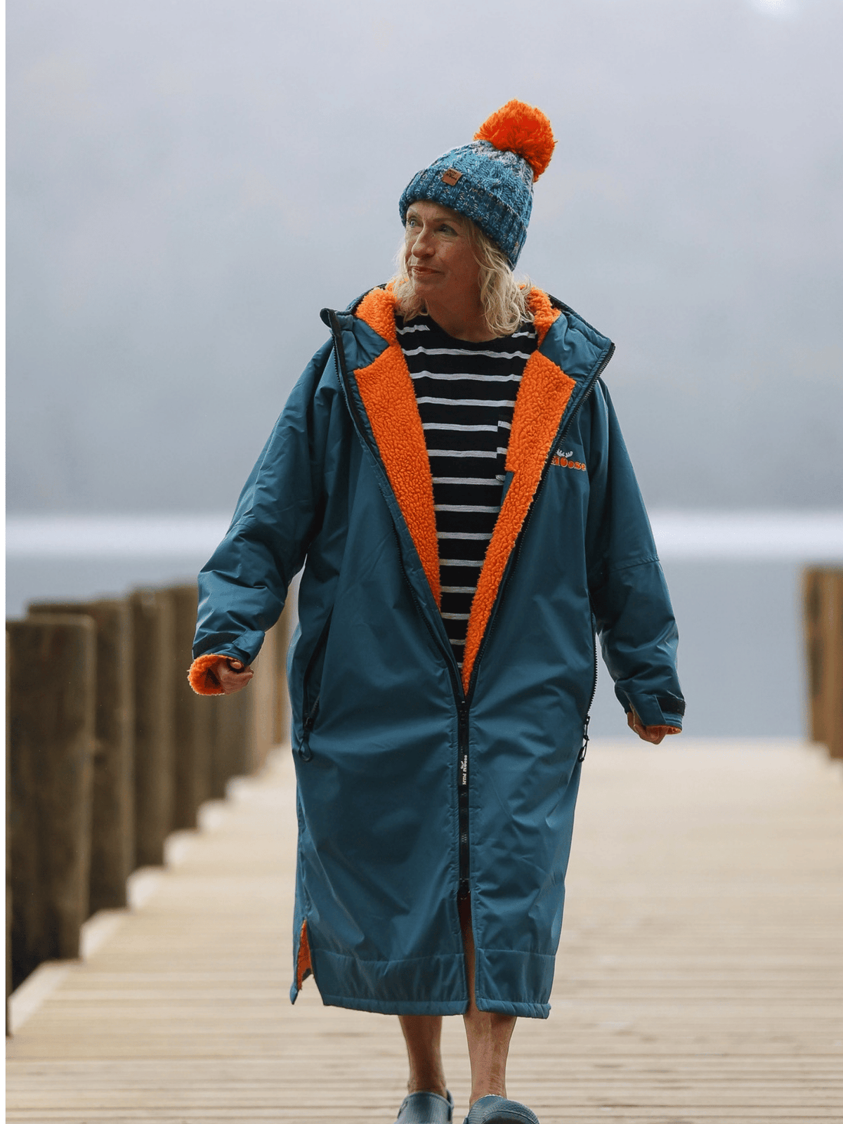 Steel Blue / Vibrant Orange Changing Robe