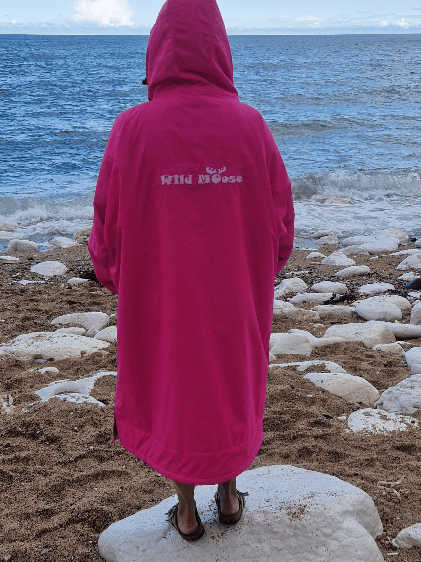 Bloomin' Moose Eco - long sleeve changing robe -  vivid pink/dark grey