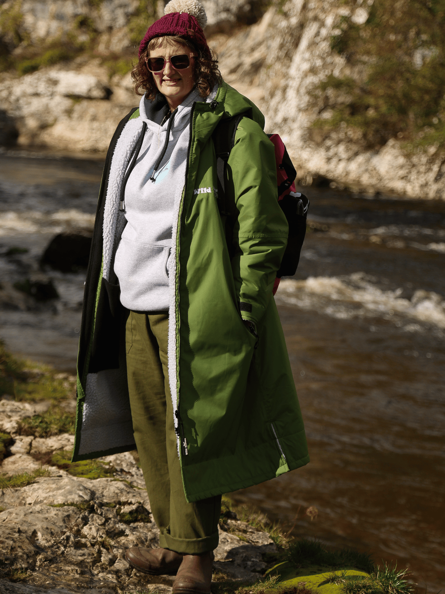 Natural Moose Eco - long sleeve changing robe - moss green/slate grey