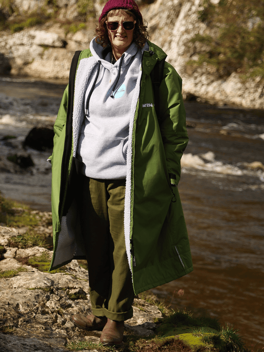 Natural Moose Eco - long sleeve changing robe - moss green/slate grey